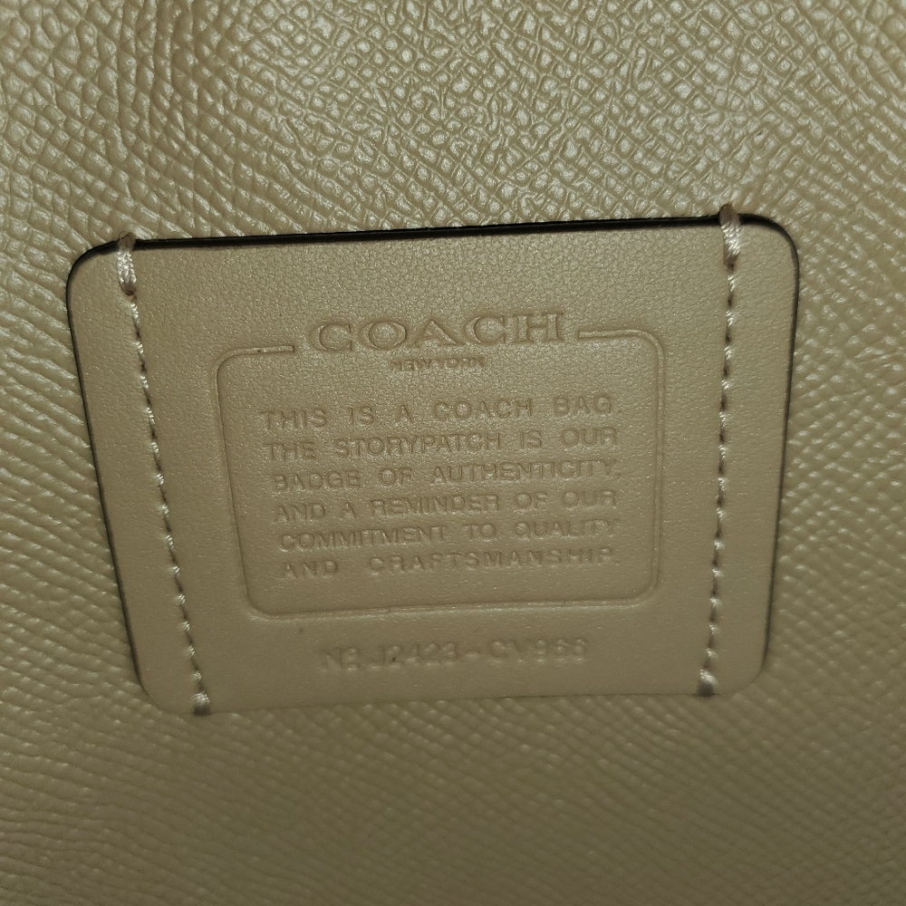 Coach Cream Pebbled Leather Mollie Tote with Top Handles And Shoulder Strap - Picture 4 of 7
